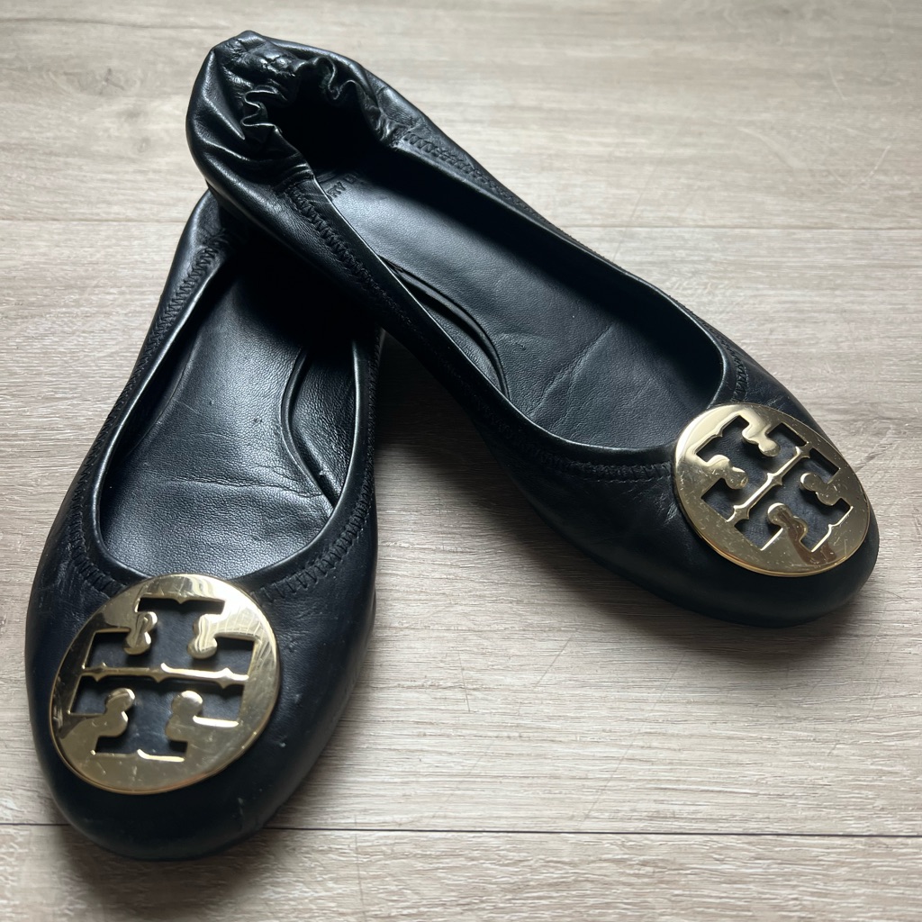 Tory Burch Ballet Flats, Black Leather 8.5 Medium